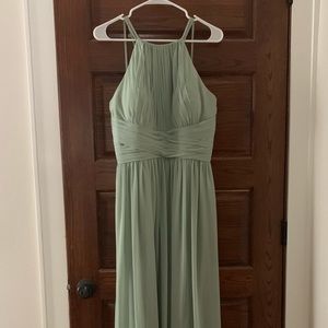 Bill Levkoff pistachio green bridesmaids dress